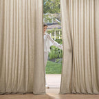 MIULEE Non-See-Through Privacy Linen Curtains 2 Panels, Light Filtering Window Curtains Farn House Textured Back Tab Semi Sheer Drapes for Bedroom Living Room, 52 x 72 Inches Long, Copper Brown