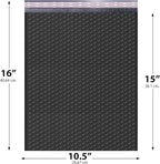 Black 10.5x16 Inch Large Poly Bubble Mailers #5 | Padded Envelopes with Self Seal | Air Lined Cushioned Bubble Mailer | Usable Size 10.5x15 | 200 Pack Bulk | Lightweight shipping Bags
