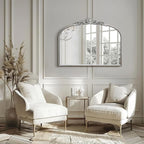 Micasso Vintage Wall Silver Mirror: 24" x 32" French Baroque Antique Mirror - Traditional Ornate Decorative Arched Mirrors for Wall/Bathroom/Entryway/Fireplace/Hallway - Home Decor for Living Room