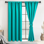 JIUZHEN Blackout Curtains for Bedroom– Thermal Insulated,Noise Reducing Room Darkening Privacy Drapes for Living Room, Set of 2 Panels with Tiebacks, 42 x 72 inch Long, Peacock Blue