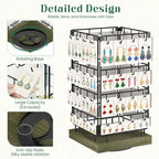 EsLuker.ly Rotating Earring Display Holder Stand for Vendors Events Selling, Large Capacity 64 Hooks Jewelry Rack with Wooden Base for Earring Card Sales, Enhances Retail Visibility(Rustic Gray)