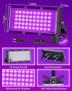 50W LED Black Lights IP66 Waterproof Black Light Outdoor with 5.9ft Plug+Switch,Flood Blacklight for Halloween Glow in The Dark Party Stage Light Neon Glow Birthday 1 Pack