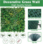 Artificial Grass Wall Panels, 20''x20'' 8pcs Boxwood Wall Panels with Tropical Leaves, Faux Greenery Privacy Fence Screen, Grass Backdrop for Outdoor Indoor Garden Birthday Wedding Decor