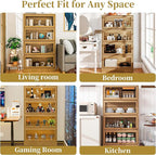Display Cabinet with Acrylic Glass Doors,4-Tiers Curio Cabinet with LED Lighting for Collectibles, Collectibles Toy Organizers Rack & Display Shelf Display Case Storage Cabinet, Nature