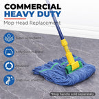 Onesimus 24 oz Heavy Duty Mop Head Replacement, 5 Inch Headband for Quick Change Handle, Blue Loop-End Cotton Blend String Wet Dry Floor Mop Refill, Large Size, Case Pack of 12 Pcs