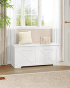 42.9" Storage Chest, Large Storage Trunk with 2 Hinges, Farmhouse Wooden Box Bench, Lift-Top Organizer Chest, Entryway Trunk for Bedroom, Living Room, White SB10903X