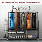 PeakPursuit Golf Bag Organizer and Storage Rack Stand Holder Fits Golf Club Bags and Multiple Golfing Equipment Accessories, Storage Rack with Drawers and Wheels for Indoor/Outdoor Garage, Clubs