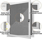 Mifuro 26"x20" Enclosed Bulletin Board, Outdoor Lockable Weather-Resistant Aluminum Cork Noticeboard for School & Office, Silver Frame w/Grey Flet