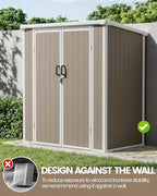 5x3 Resin Garden Sheds & Outdoor Storage on Clearance, Weather-Resistant Plastic Shed with Floor and Lockable Door for Garden Tools, Lawn Mower, Bike, Backyard Organization, Warm Gray