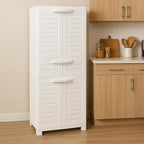 Sunnydaze Plastic Garage Storage Cabinet with 2 Adjustable Shelves - 57" H - Garage, Office, Home, Laundry Room - Speckled White