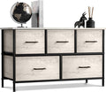 Sorbus Dresser with 5 Faux Wood Drawers - Storage Unit Organizer Chest for Clothes - Bedroom, Hallway, Living Room, Closet, & Dorm Furniture - Steel Frame, Wood Top, & Easy Pull Fabric Bins