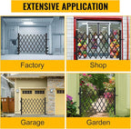 Folding Security Gate 65.35''W X 48.03''H Steel Scissor Door Gate Barricade Gate Expandable Security Gate Flexible Accordion Security Gate with 360° Wheels&Padlock