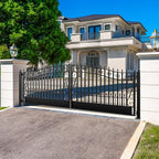 ZUMI Dual Swing Steel Gates - 16x6 ft. Weatherproof Greerwich Style for Home Security