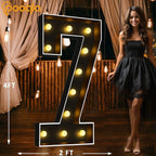 Pooqla 4 FT Light Up Marquee Numbers, Black Marquee Number Lights 4 Feet Tall for 7th 17th 70th Birthday, Giant Letter Big Mosaic Numbers for Balloons Party Anniversary Wedding Decorations, Number 7