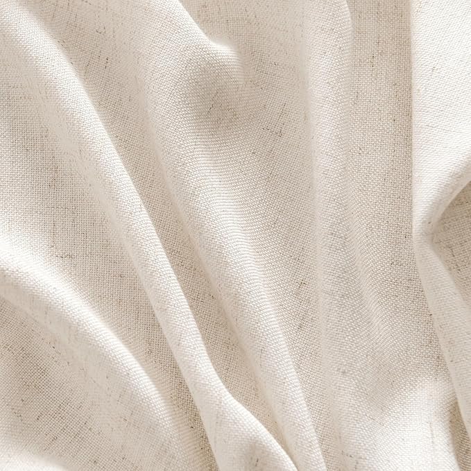 MIULEE Non-See-Through Privacy Linen Curtains 2 Panels, Light Filtering Window Curtains Farn House Textured Back Tab Semi Sheer Drapes for Bedroom Living Room, 52 x 90 Inches Long, Cream