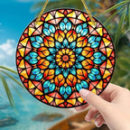 Acrylic Stained Panel Hanging-Radiant Floral Display Round Window Hanging Ornament,Wall Art Panel for Indoor/Outdoor Decor,Gift,Birthday for Women, Men, Wife, Aunt, and Mom 7.8in