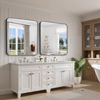 FORBATH Bathroom Mirror 36x40 Inch, Large Rectangular Wall Mirror with Black Aluminum Frame, Rounded Corners, Horizontal or Vertical Mount for Bathroom, Bedroom, Entryway