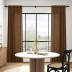 Tobacco Brown Linen Curtains 96 Inches Long for Living Room Rod Back Tab Vintage Rustic Farmhouse Cotton Textured Light Filtering Curtain 96 Inch Length for Dinning Room Bedroom 52x96