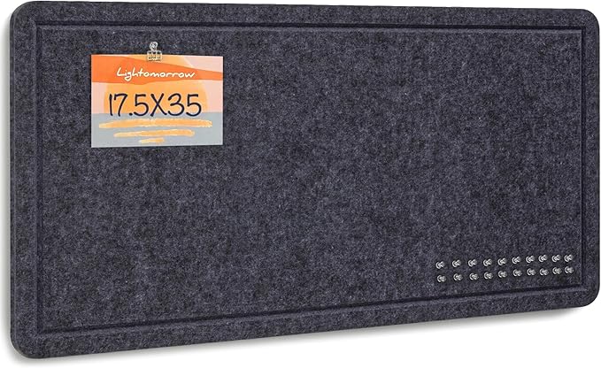 Bulletin Board, 35 x 17 1/2 inches Felt Board - Decorative Pin Board, Cork Board Alternative for Wall, Foldable Self-Adhesive Vision Board Prayer Board with 20 Pushpins Dark Gray