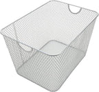 YBM Home Mesh Wire Storage Basket for Shelves, Pantry Organization, and Kitchen - Multipurpose Steel Wire Basket Holder Bin for Organizing Office Supplies, Household Toiletries and Laundry Supplies