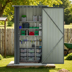 Greesum 3×3FT Outdoor Storage Shed, Metal Patio Storaged Sheds with Lockable Doors, Sheds & Outdoor Storage for Backyard, Pool and Garden, Black