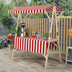 Outdoor Vendor Cart, Wooden Lightweight Farmers Market Stalls/Concession Stand Booths, Foldable Vendor's Stall, Portable Food Display Stand for Market(Red,150 * 60 * 200cm)