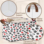 Paw Print Storage Basket Large 17x11.5x10.5 Inche-Collapsible Fabric Organizer Bin with Handles for Pet Lovers, Nursery, Bedroom-Foldable Decorative Hamper with Heart & Paw Design-Single Pack