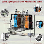 PeakPursuit Golf Bag Organizer and Storage Rack Stand Holder Fits Golf Club Bags and Multiple Golfing Equipment Accessories, Storage Rack with Drawers and Wheels for Indoor/Outdoor Garage, Clubs