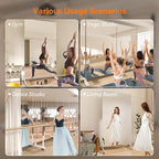 Hasipu Home Gym Mirror 360° Swivel on Wheels, 74.8" x 31.4" Extra Large Full Body Rolling Mirror for Yoga Studio, Bedroom, Dancing Studio, White