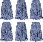 Commercial Heavy Duty Mop Heads Replacement for Rubbermaid: 6 Packs 20oz Industrial Wet Mop Head for Floor Cleaning - Commercial Products Looped End String Head Refills