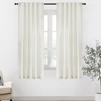 XTMYI 68 Inch Curtains 2 Panel Set,Linen Boho Semi Sheer Curtains for Bedroom Living Room,40x68 in Long,Cream Ivory Off White