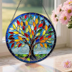 8-Inch Stained Glass Ornament, Stained Glass Window Hanging, Suncatcher Window Hanging, Home Decor, Tree of Life Ornament | Mother's Day, Christmas, Birthday, Housewarming | Gifts for Mom & Friend