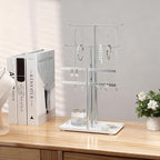 pickpiff Silver Jewelry Stand Holder Organizer: 14.5" Sturdy Hanger for 80 Pcs Jewelry, Jewlery Tower for Display Necklace, Earring, Bracelet, Watch