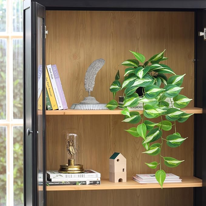 Artificial Devil's Ivy Golden Pothos Fake Plant,Hanging Potted Plants for Wall Home Patio Indoor Outdoor Decor(H 26in)