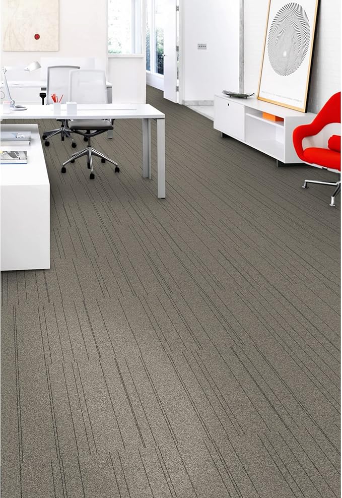Mohawk Basics 24" x 24" Berber (Loop pile), 0.07" Pile Height, Carpet Tile, PET Fiber, Dime Color, (24 Tiles), (96 sqft/carton)