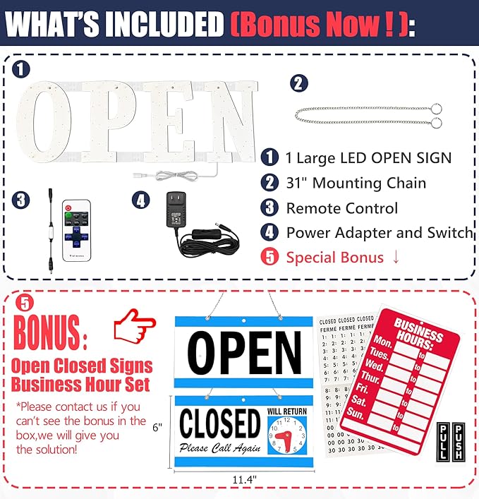 Open Signs for Business,30x10 inch Ultra Bright Open Sign Led for Window Wall Door w/Remote Control Bar Cafe Salon Barber Resturant Retail Store