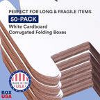 Box USA Small Box Mailers 12x2x2" White (Pack of 50) Corrugated Cardboard Box Mailer for Packing, Moving, Storage | Bulk Gift Box or Product Packaging for Small Business, Home, FBA