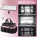Wearable Cleaning Caddy Bag, Cleaning Caddy Supplies Organizer with Handle & Shoulder Straps for Housekeepers, Under Sink & Car Cleaning Tool Organizers with 4 Foldable Divider (SweetPink)
