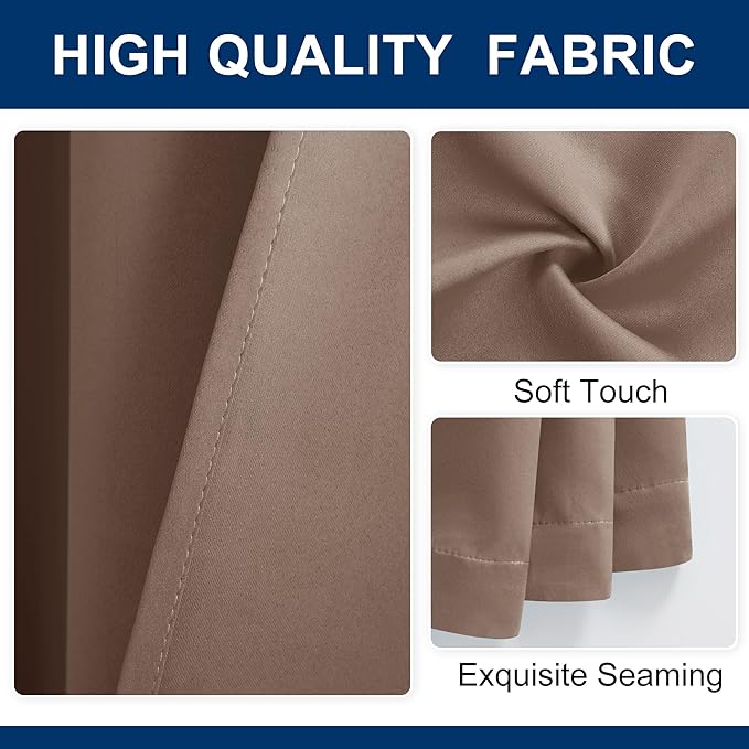 Hiasan Patio Sliding Door Room Divider Curtain Privacy Blackout Thermal Insulated Curtains with Back Tab & Rod Pocket for Bedroom Partition, Living Room Shared Office(100 x 96 Inches, Khaki)