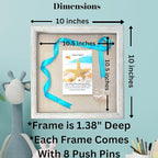 Tasse Verre 10x10 Rustic Display Shadow Box (2-Pack) Frame w/Linen Background and 16 Stick Pins - Ready to Hang Shadowbox Picture Frame - Box Display Baby Memorabilia Wedding