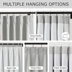 Vision Home Light Gray Pinch Pleated Full Blackout Curtains Linen Blended Room Darkening Curtain Panels 90 inch for Living Room Bedroom Thermal Insulated Pinch Pleat Drapes with Hooks 40" Wx90 Lx2