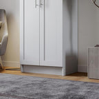 Prepac Elite Plus 24" Wide Storage Accent Cabinet with Panel Doors, White Storage Cabinet, Bathroom Cabinet, Pantry Kitchen with 3 Shelves 16.75" D x 24" W x 65" H