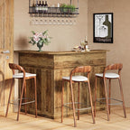 Tribesigns Bar Cabinet, L-Shaped Home Bar Table with Stemware Racks, 4-Tier Corner Bar Unit Liquor Wine Bar Table Reception Desk for Home Pub, Rustic Brown