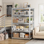 REIBII Garage Shelving, 5 Tier Storage Shelves Load 2020LBS, Adjustable Garage Shelves Heavy Duty, Metal Shelving Unit with Waterproof Columns for Warehouse, 35.5" W x 11.9" D x 72" H, Galvanized