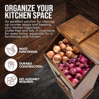 Peaceful Classics Wooden Bread & Veggie Storage Bin w/Lid, Decorative Potato & Onion Bin, Cherry