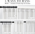 XTMYI 92 Inch Curtains Length 2 Panels Set,Back Tab Linen Sheer Window Curtains Living Room Bedroom,50x92 in Long,White