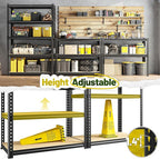 63" H Garage Shelving 31.5" W Storage Shelves Adjustable 2000LBS Metal Shelving Heavy Duty 5 Tier Garage Shelves for Pantry Kitchen Basement Warehouse