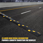 6 Pack 1-Channel Rubber Cable Protector Ramp, 17" x 6" x 1.3" inch Interlocking Floor Wire Cord Cable Cover, Visible at Night, Durable Rubber Speed Bump Hump Ramp (1-Channel 6 Pack)