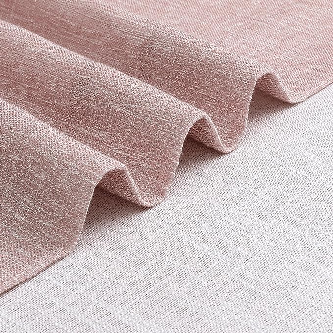 Vision Home Pink Pinch Pleated Semi Sheer Curtains for Girls Bedroom Living Room Textured Light Filtering Window Curtains 120 inch Rayon Blended Pinch Pleat Pink Drapes with Hooks 2 Panels 40"Wx120"L
