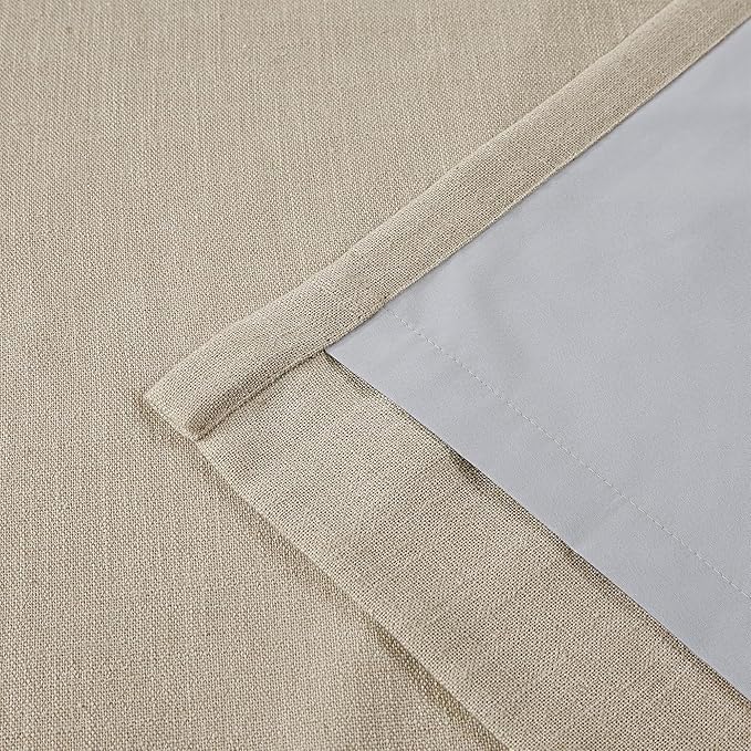 Vision Home Sand Pinch Pleated Full Blackout Curtains Linen Blended Room Darkening Window Curtains 108 inch for Living Room Bedroom Thermal Insulated Pinch Pleat Drapes with Hooks 40" Wx108 Lx2